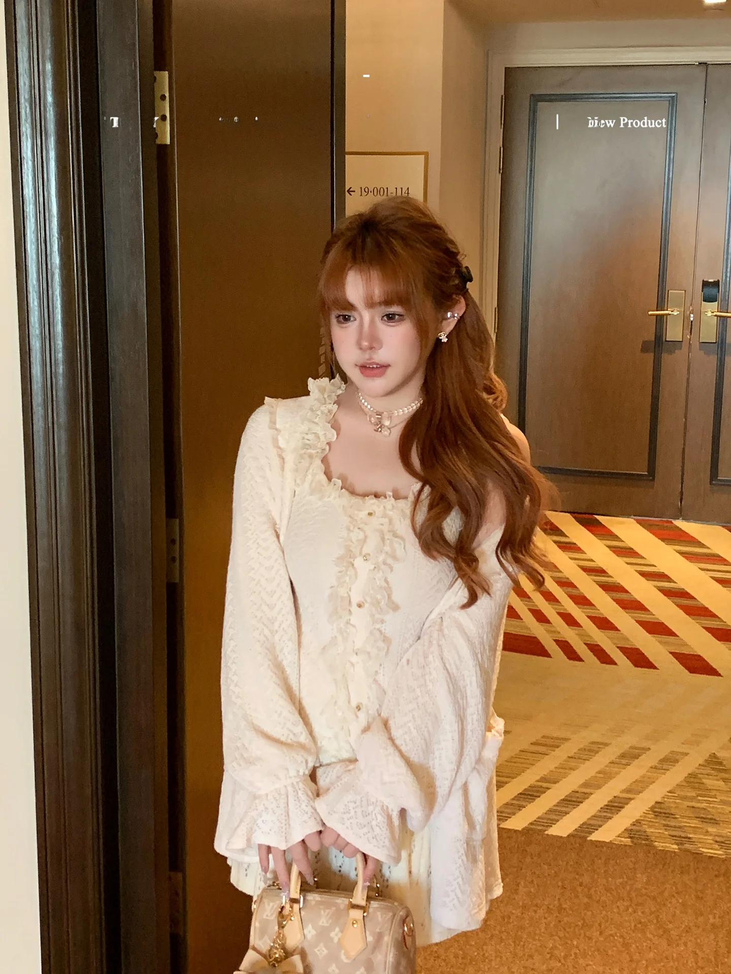 

Женское свободное пальто Princ Sle Sweet Comfortable с кружевными вставками и лямками, длинный рукав, вязаное, из полиэстера