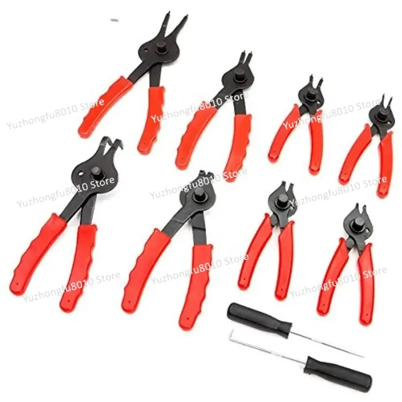 11-Piece Snap Ring Pliers Set Mechanics Circlip Pliers With 1-2.3mm Straight & Bent Retaining Ring Hook & Pick Grip Tool