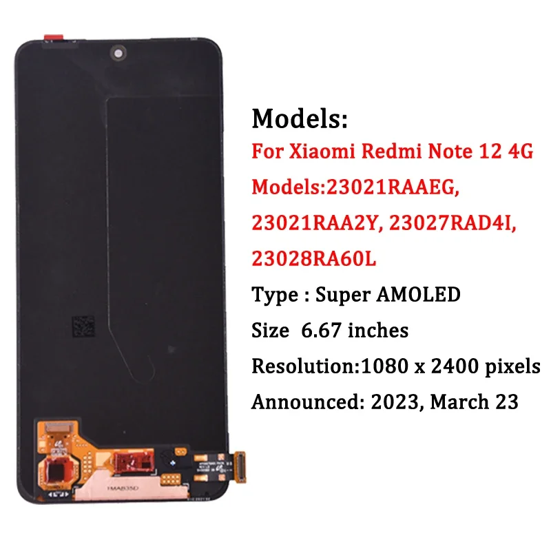 Ensemble écran tactile LCD, pour Xiaomi Redmi Note 12 4G 23021RAAEG 22111317I 5G