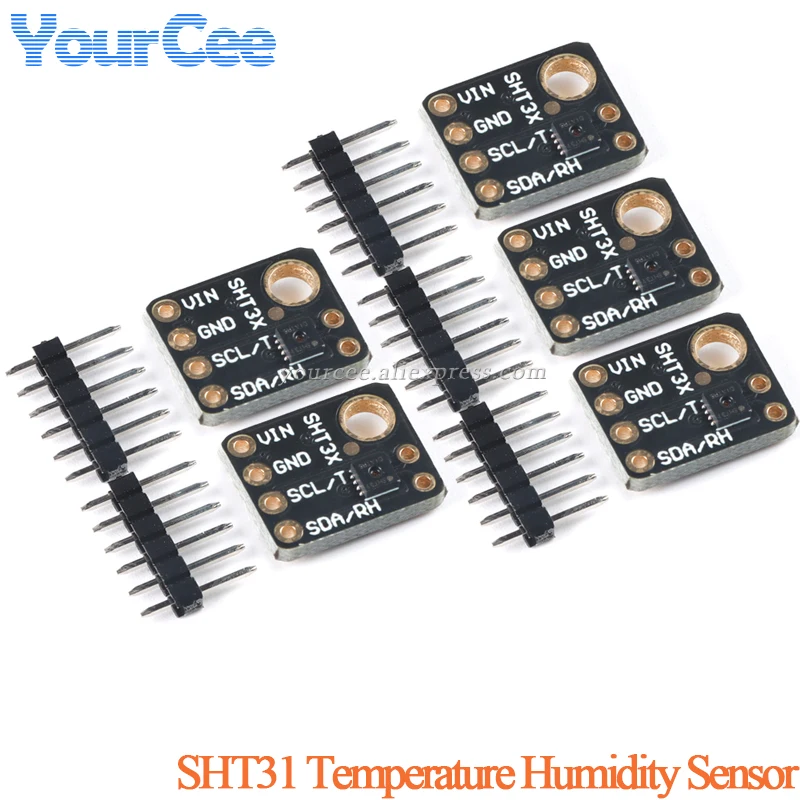 5pcs/1pc SHT31 Temperature Humidity Sensor Module SHT31-D Microcontroller IIC I2C Breakout Weather 3V 5V Compliant For Arduino