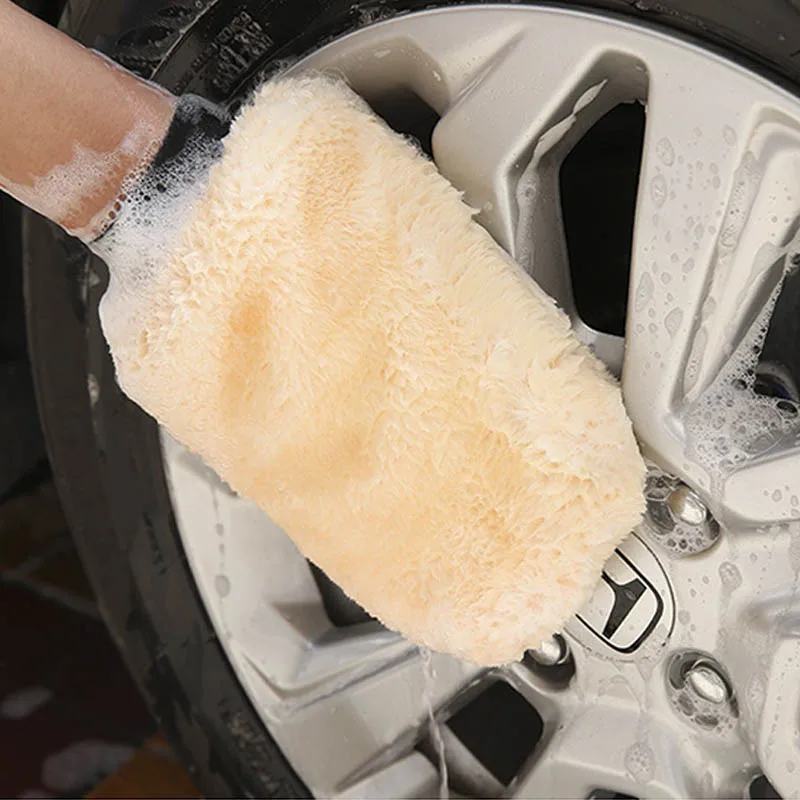 

Artificial Wool Car Washing Gloves Microfiber Double Sided Gloves Car Waxing Polishing Dust Elimination Glove Auto Accessories