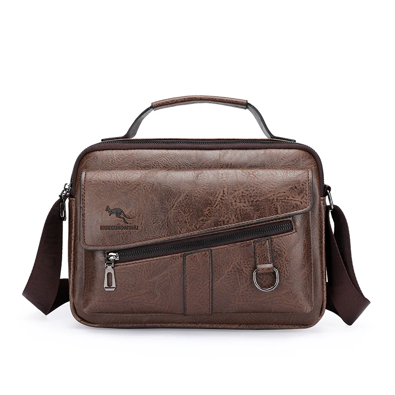 Kangaroo Brand Men Shoulder Bag Leather Messenger Bag For Men Office Business Briefcase Small Handbag Male Crossbody Side Bags