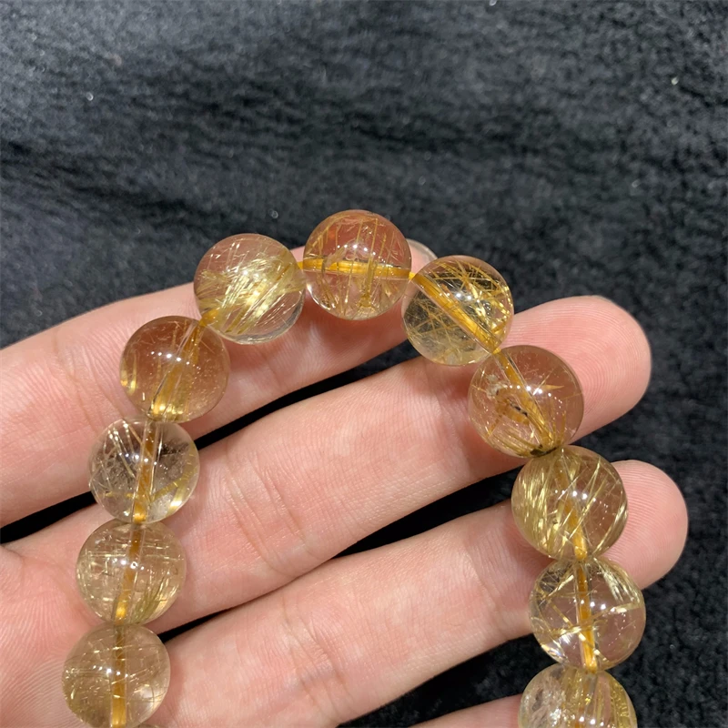 Wholesale Crystal Crafts Natural Stone Beads Golden Rutilated Quartz Bracelet For Gift