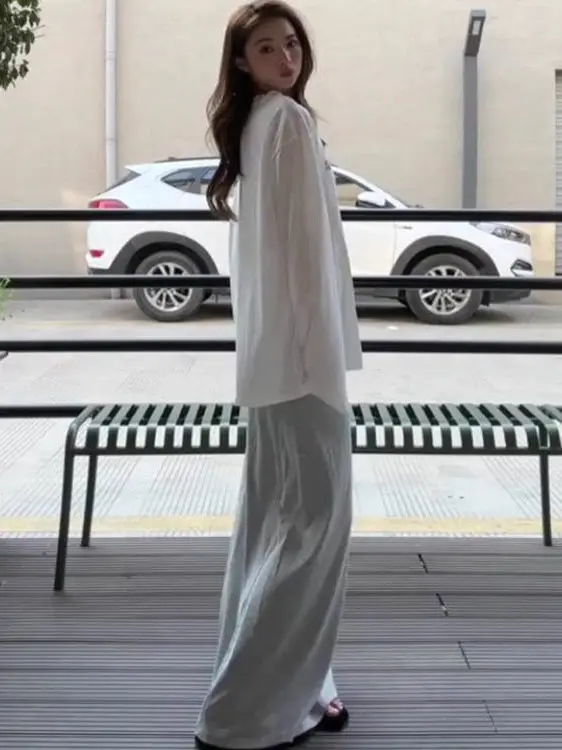 Retro American Letter Print Long Sleeve White T-Shirt Women's Summer Thin Outerwear Sun Protection Cover up Air Conditioning ...