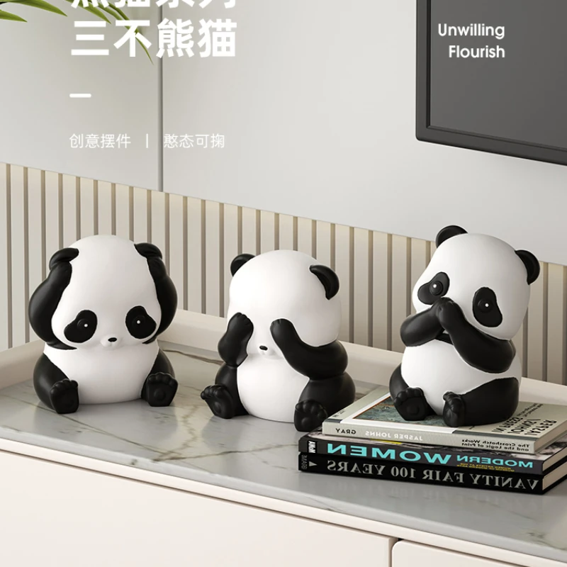 Panda cute healing ornaments modern living room TV cabinet wine cabinet office desktop decorations housewarming gift.