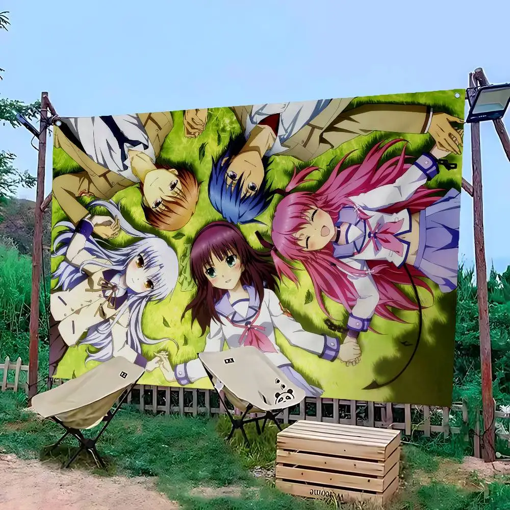 Angel Beats CARTOON Creative Pattern Hanging Flag Polyester Printed Banner Hand Pulled Flag