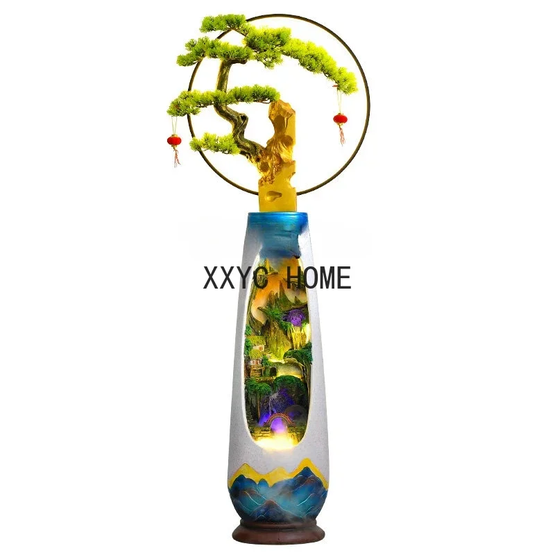 

Modern Simple Lucky Circulation Flowing Water Ornaments Rockery Fountain Living Room TV Cabinet Gift Humidifier
