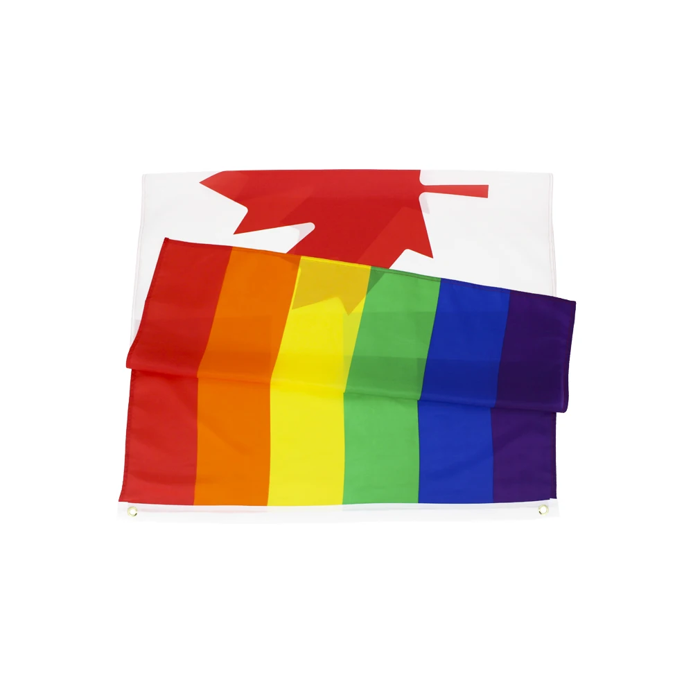 FLAGLINK 90x150 CM LGBT Rainbow Canadian Gay Pride Flag Of Canada For Decoration