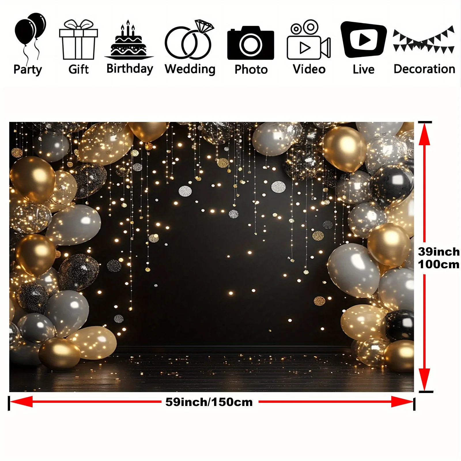 Funkelndes silbernes Disco-Party-Hintergrundbanner – geeignet für Hochzeiten, Geburtstage, Jubiläen usw