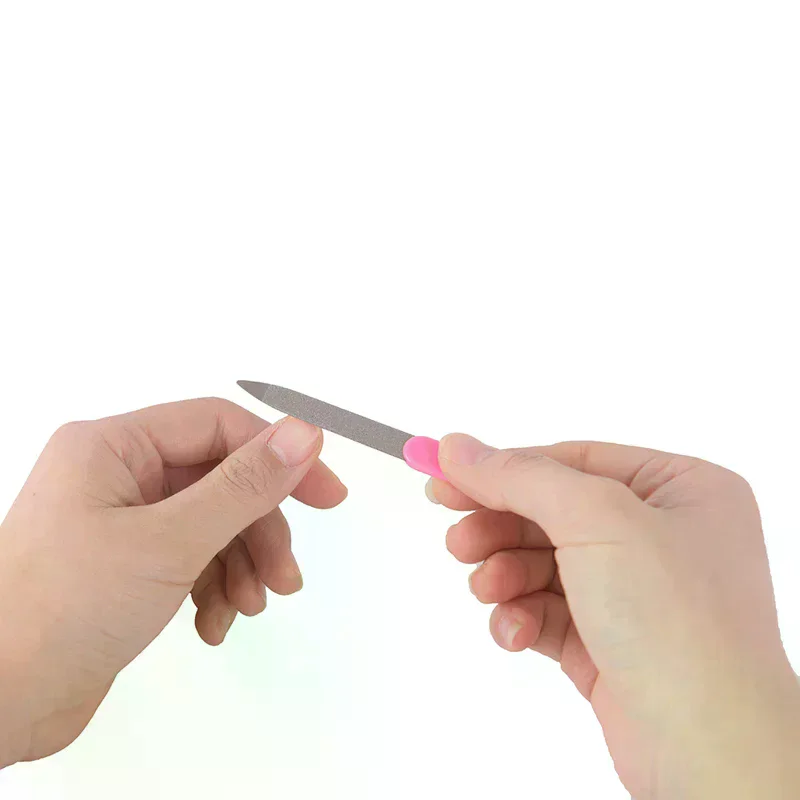 /JCS/5pcs/lot Plastic Handle Metal Double Sided Nail Files Manicure Pedicure Tool Wholesale