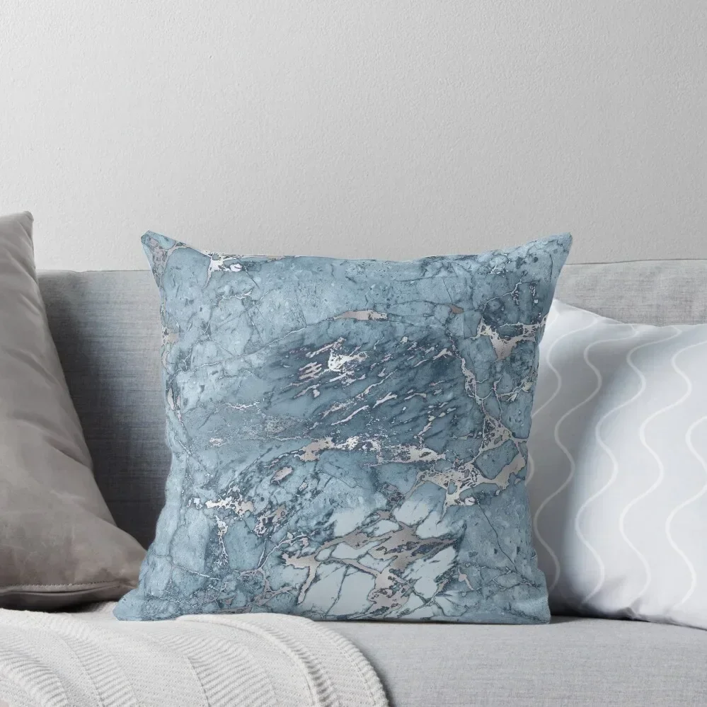 

Light pale Blue and Silver Marble Effect pattern Throw Throw Pillow Pillowcases Bed Cushions Pillowcases For Pillows pillow
