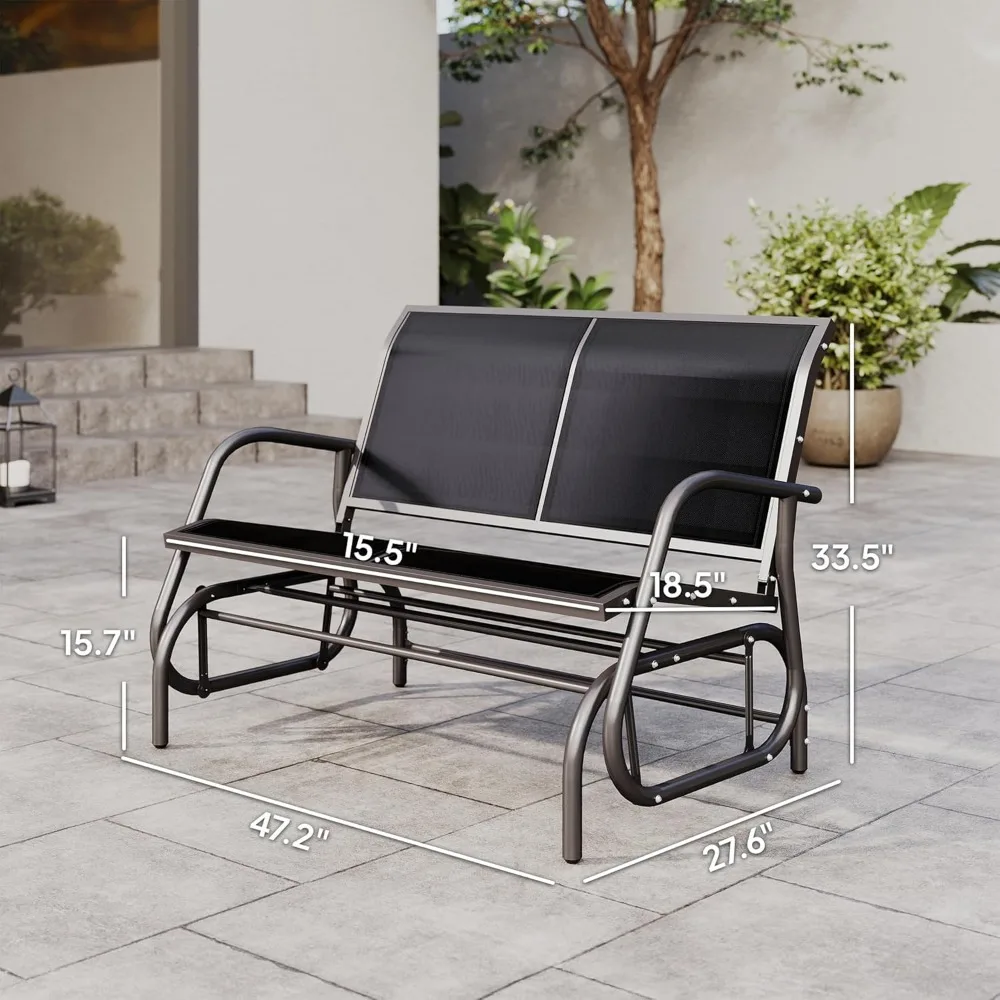 

"2-Person Outdoor Glider Bench - Powder-Coated Steel Loveseat Swing for Patio"​
