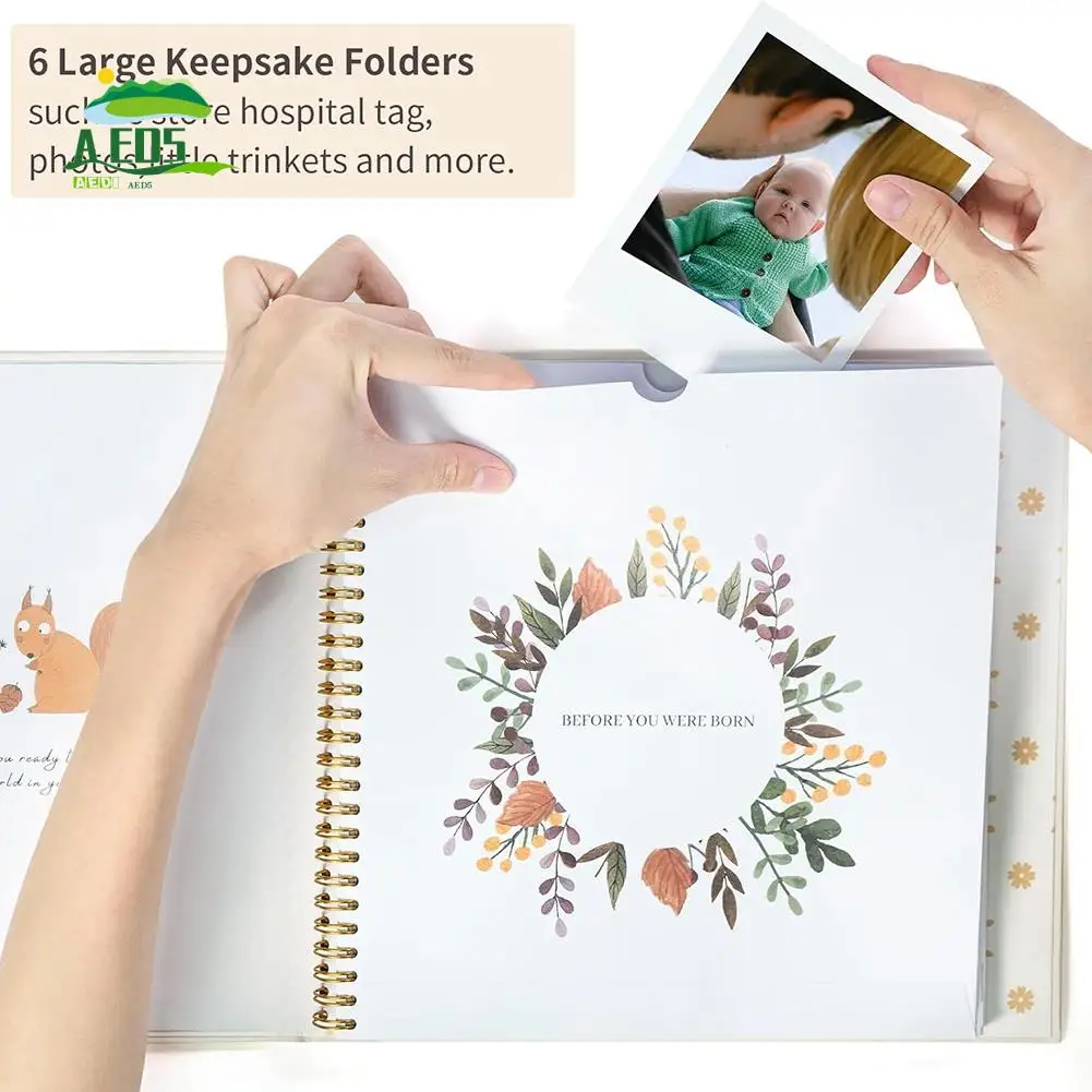 

AED5-Baby Memory Book Scrapbook Photo Album Pregnancy Diary Cute Animal Keepsake Record Growth Journal Hand Account