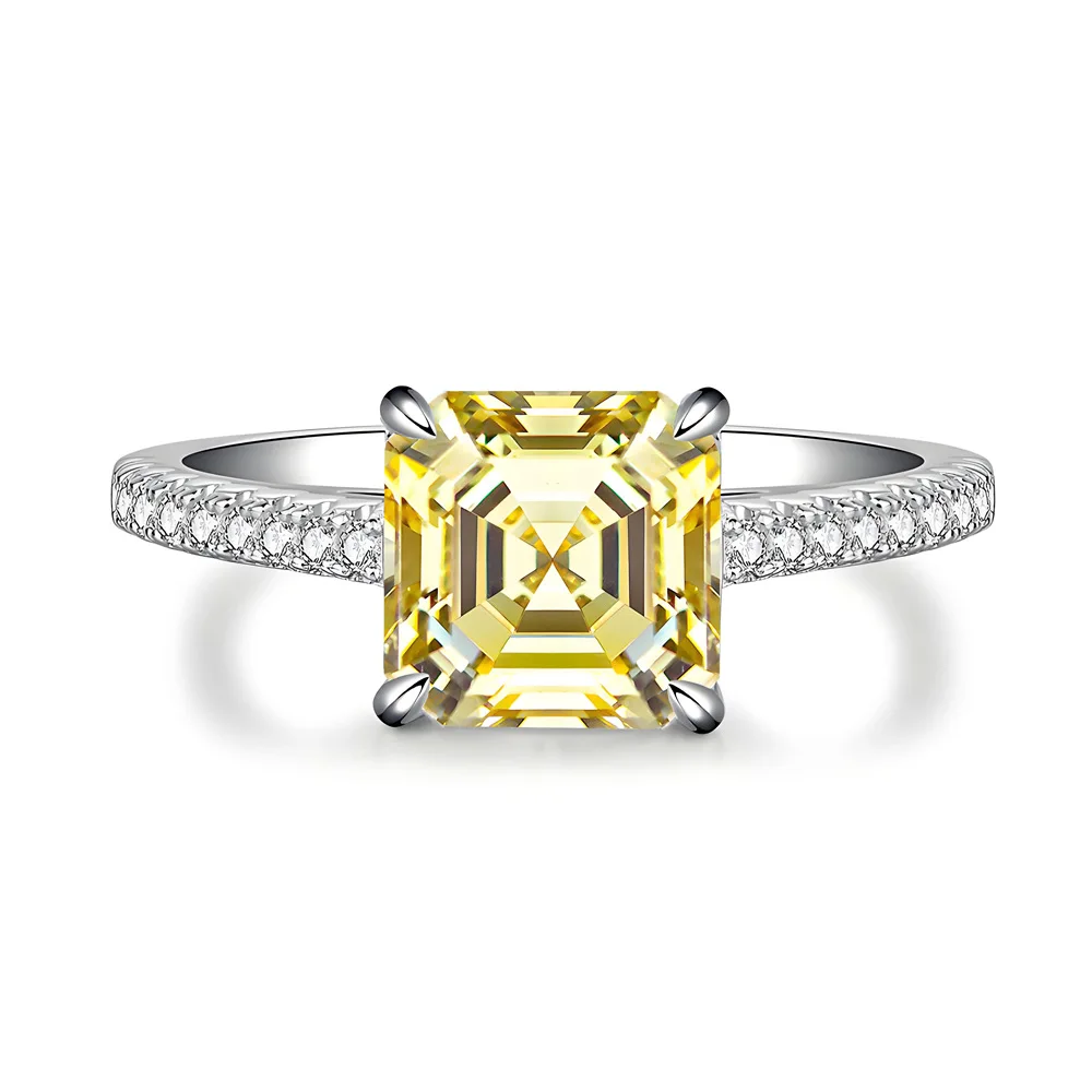 

Color diamond sugar cube ring women's S925 sterling silver European and American fashion light luxury jewelry 2025 new