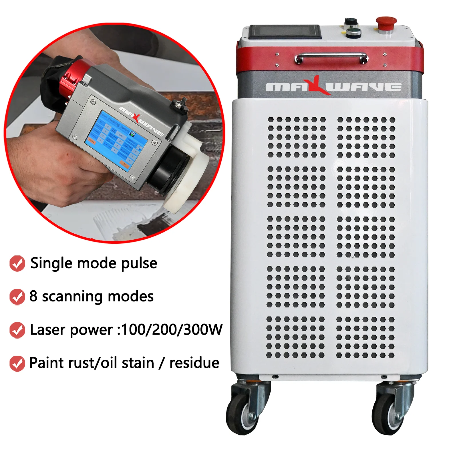 

Laser Rust Removal Machine for Sale 220V Oxide Painting Coating Removal Handheld Laser Metal Cleaner Pulse Laser Cleaning 100w