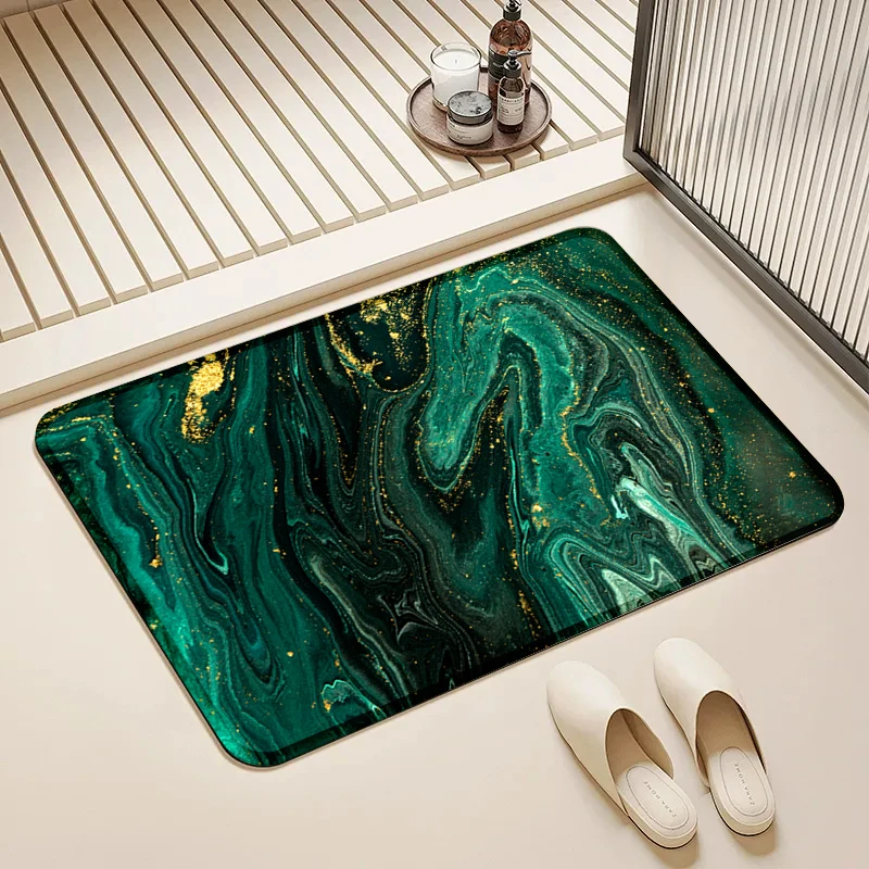 

Emerald Green Gold Marble Doormat Non-Slip Floor Mat Home Entrance Door Rug Luxury Decor Kitchen Bathroom