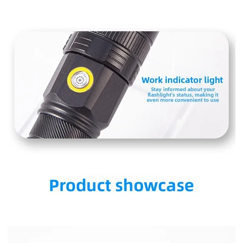 مصباح يدوي فائق السطوع P50 خارجي - قابل لإعادة الشحن من النوع C، تكبير تلسكوبي، وظيفة كشاف، مصباح يدوي تكتيكي للطوارئ #6
