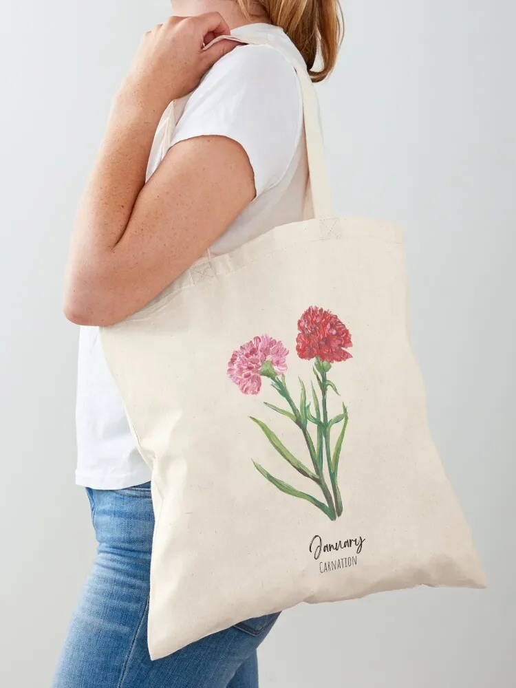 January Birth Flower Tote Bag canvas tote women Shopper personalized