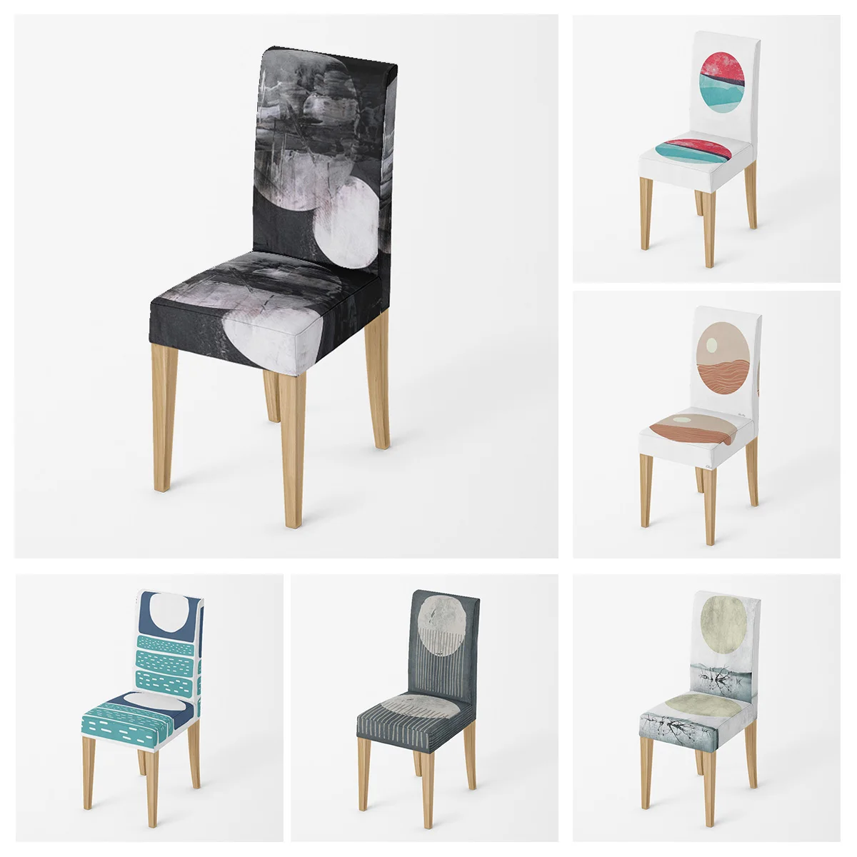 

2025 New Morandi Ins Style Chair Cover Abstract Plant Figure Illustration Living Room Bedroom Cafe Universal Chair Cover