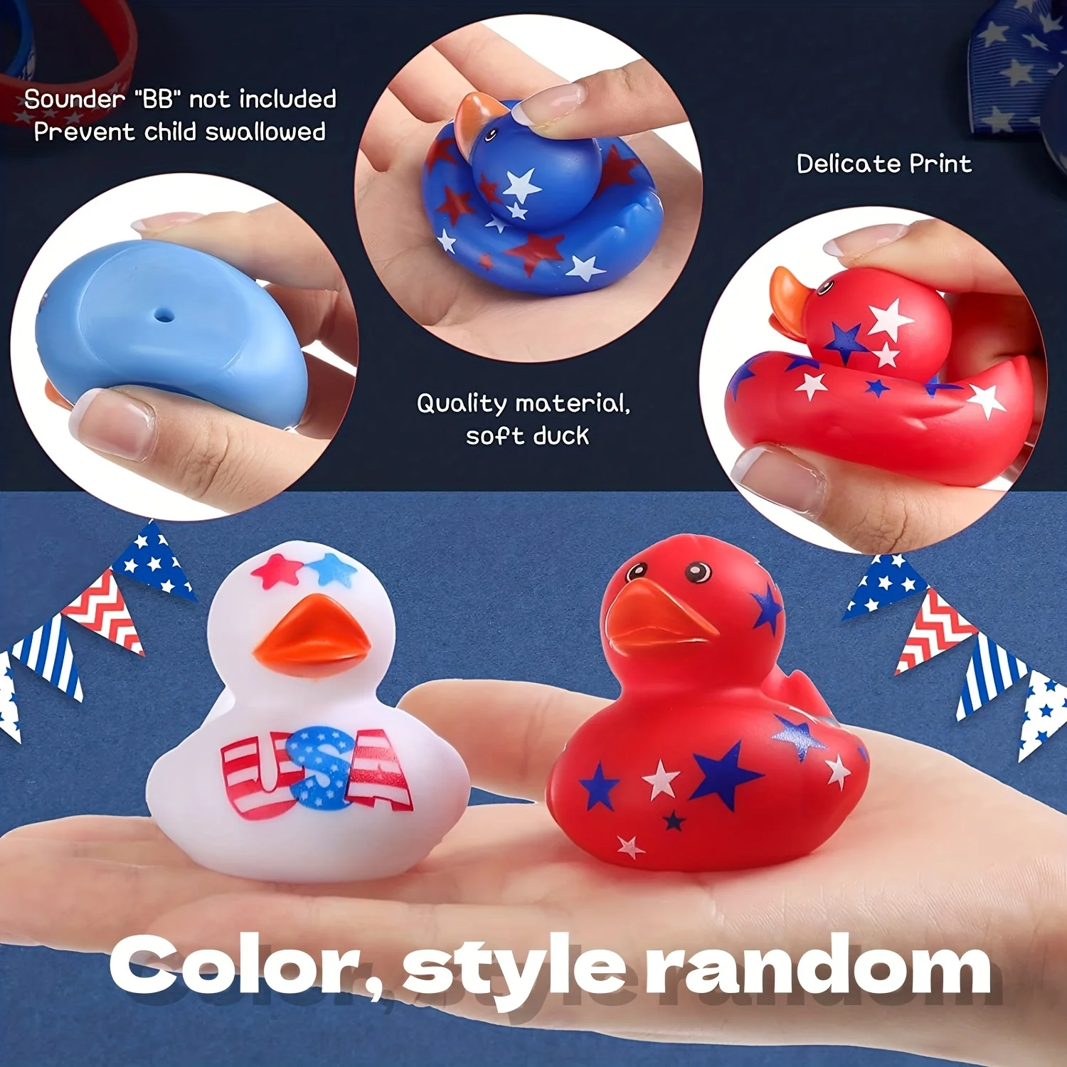 36pcs 2 Inch Patriotic Rubber Ducks Bulk  Float Rubber Ducks Christmas Halloween Gifts Color Random