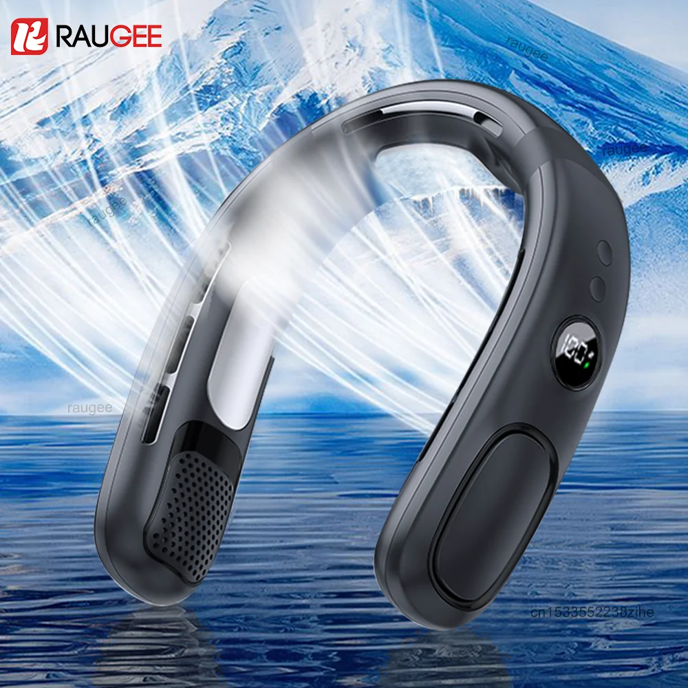 

Портативный вентилятор на шею 4000 мАч, USB-перезаряжаемый, мини-вентилятор без лопастей, циркулятор воздуха, охладитель, 5 скоростей, мощный подвесной вентилятор на шею