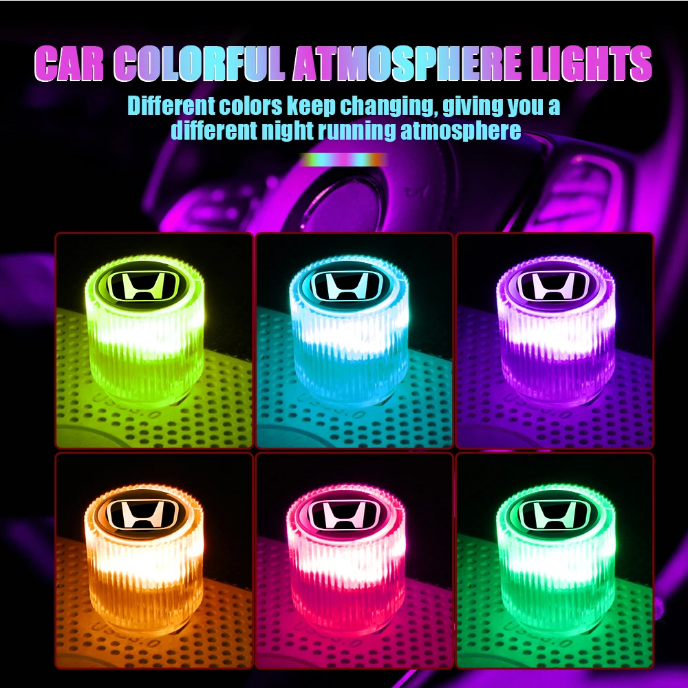 USCar Mini USB LED Ambient Light Decorative Atmosphere Lamp For Honda Mugen Power Civic Accord Odyssey City CRZ CRV Spirior