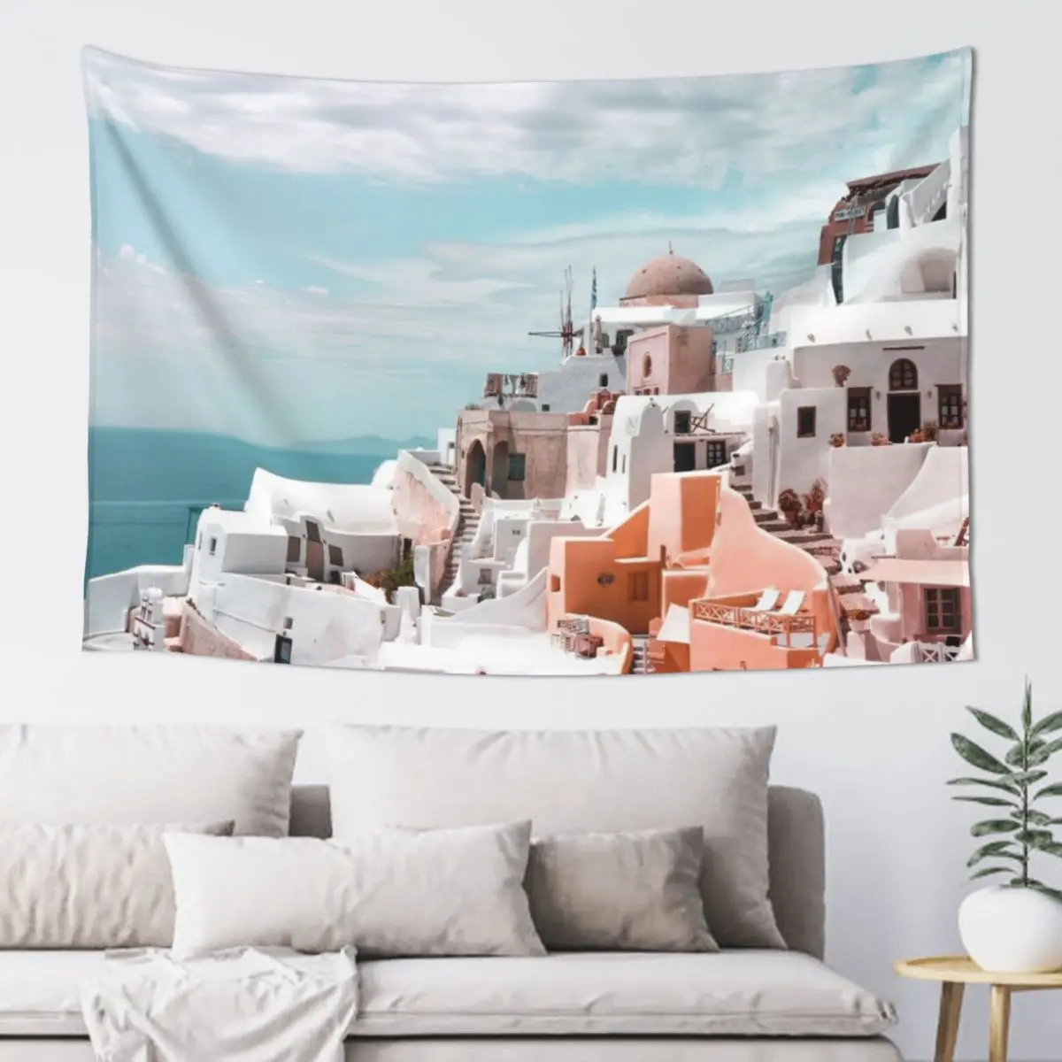 

Santorini Oia Greece Tapestry Decoration For Home Decor For Bedroom Things To The Room Decorations For Room Tapestry