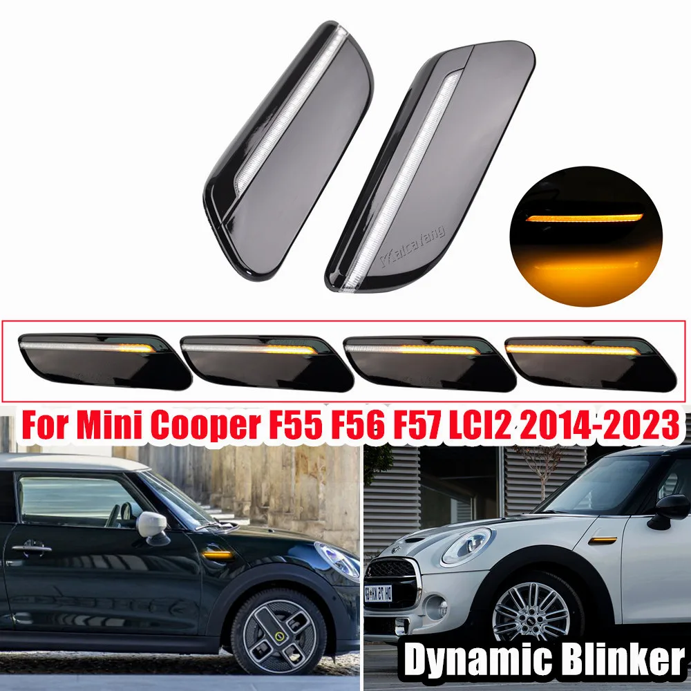 For Mini Cooper F55 F56 F57 2014-2022 Car Styling Dynamic Fender Led Side Marker Blinkers Turn Signal Scuttle Decoration