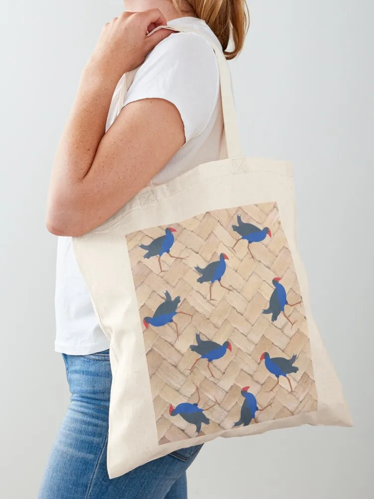 Pukeko Bird on Flax Weave Kiwiana New Zealand Tote Bag canvas bags Canvas Canvas Tote Bag