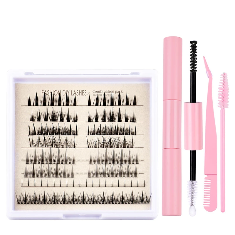 軽量3DカールDIYつけまつげ 多用途ホールクラスターファッションボックス まつげエクステ用の人気スタイル2種類入り