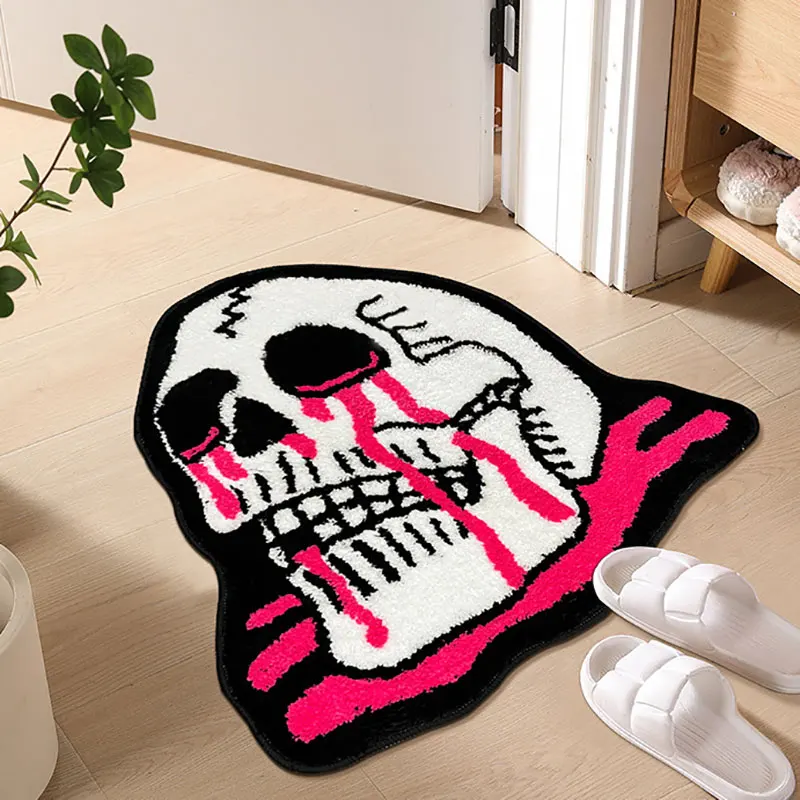 Halloween Black and White Creative hat Carpet Skull Rug Soft Fluffy Bedroom Rugs Living Room Decoration Floor Mat Non-slip 러그