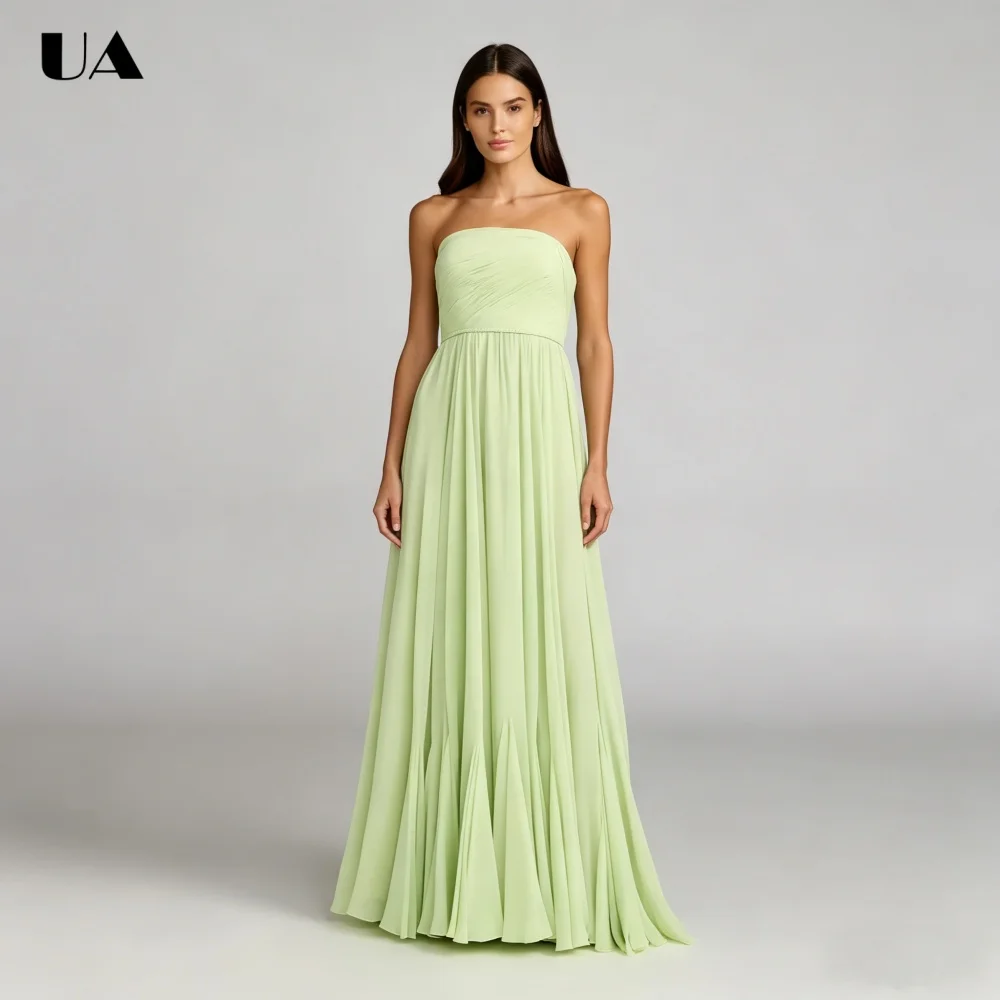 

ULBYANRY Customized Chiffon Solid Prom Dress with Braided Belt, Elegant A-line Evening Dress, Fashionable Sleeveless Ball Gown