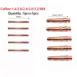 10 adet Argon kaynak TIG invertör DC KAYNAK MAKINESİ/ekipman 1.6mm/2.0mm/2.4mm/3.0mm/3.2mm TIG Tungsten Collet vücut ve Collet