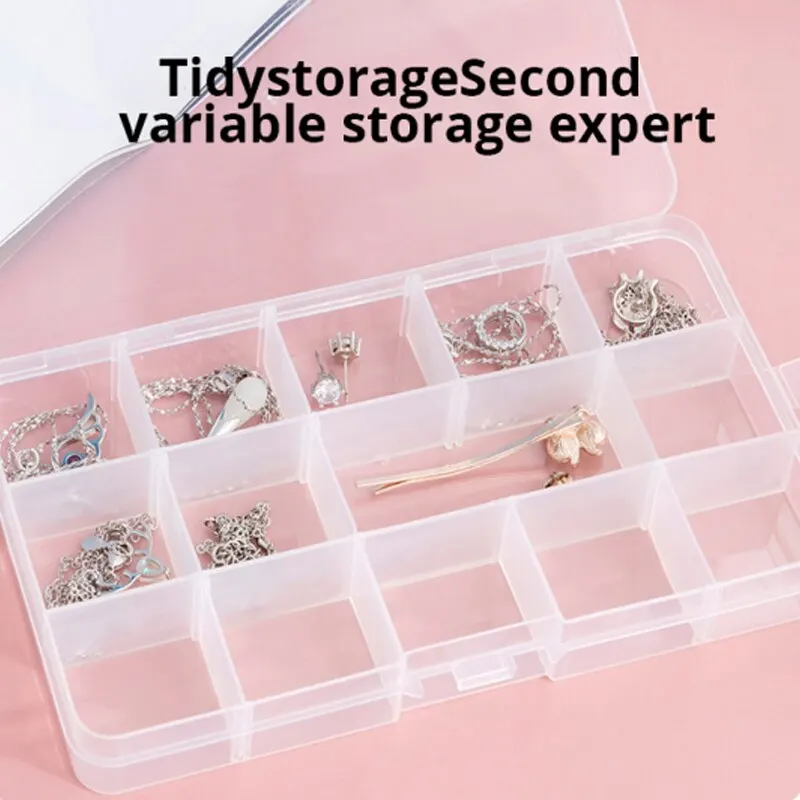 1pc Transparent 15 Grid Adjustable Plastic Jewelry Boxes Plastic Craft Organizer Storage Beads Boxes Packaging Medicine Box