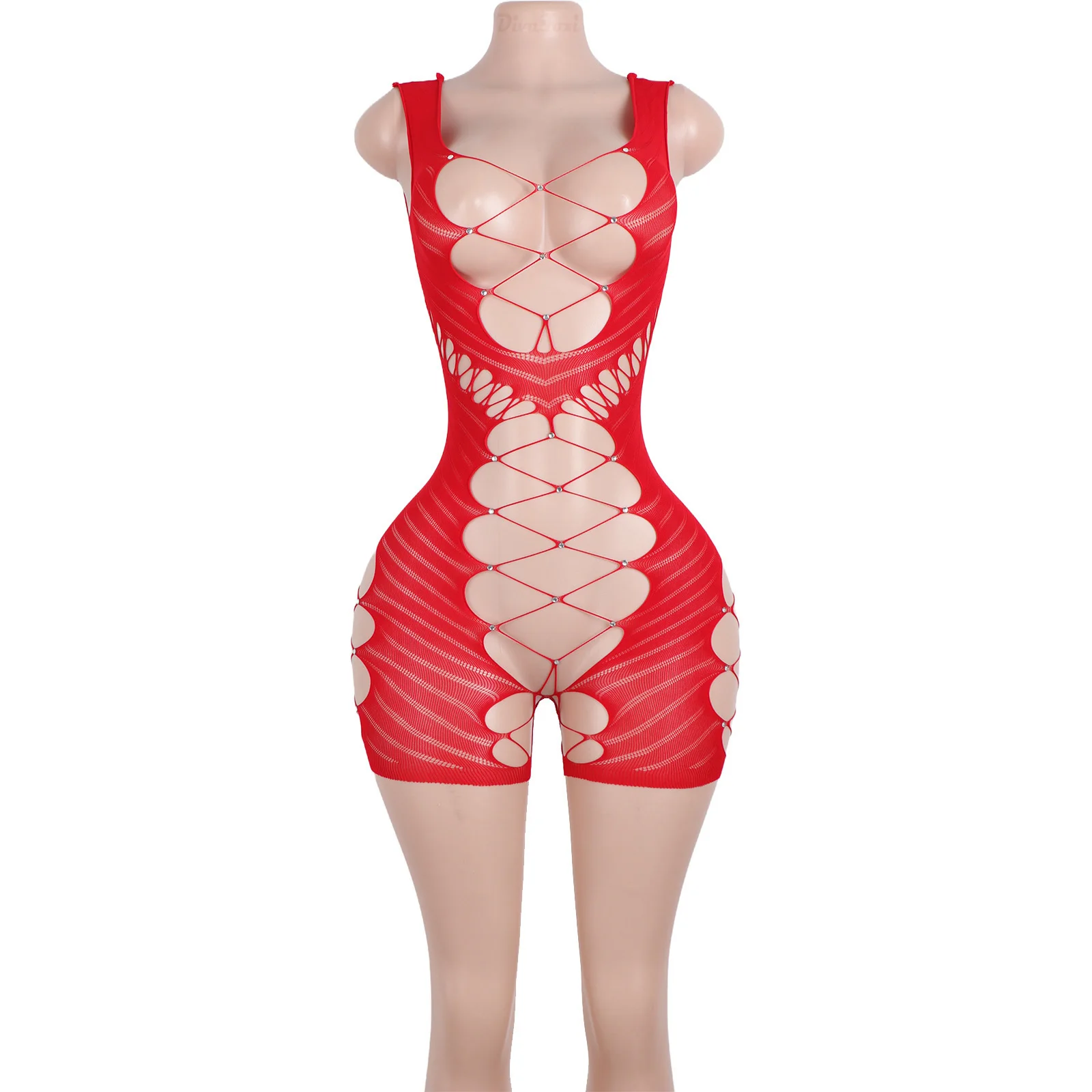 Экзотическая красная кружевная танцевальная одежда без рукавов для выступлений на сцене, сетчатые шорты, комплект танцора, боди для танцев на пилоне, наряды для девочек с кристаллами и бриллиантами