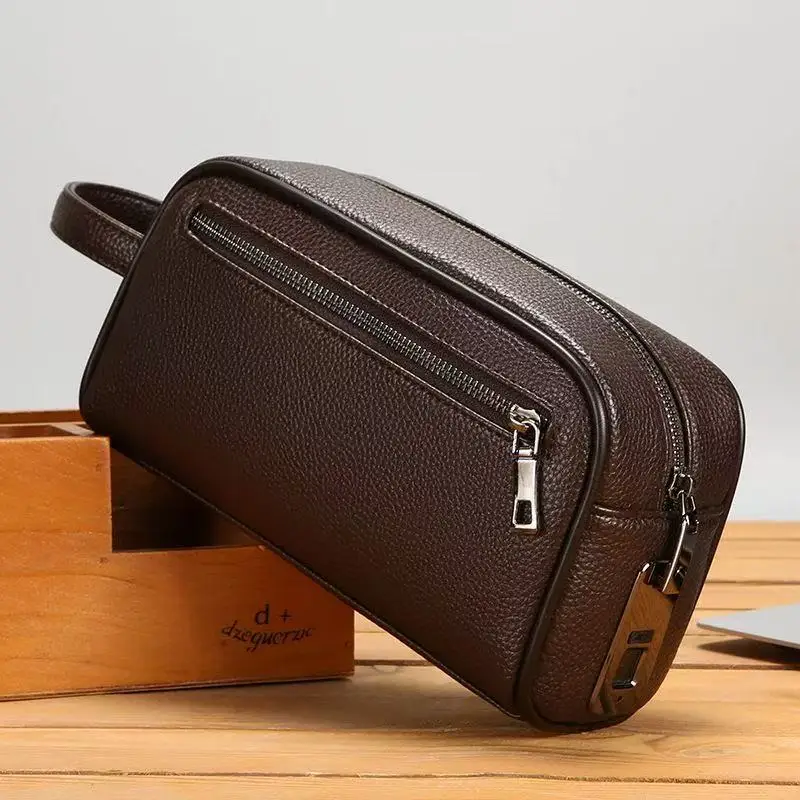 Business Men's Large Capacity Casual Handheld Bag Multi-Function Smart Anti-Theft Mobile Phone Bag Fingerprint Lock Clutch SAC