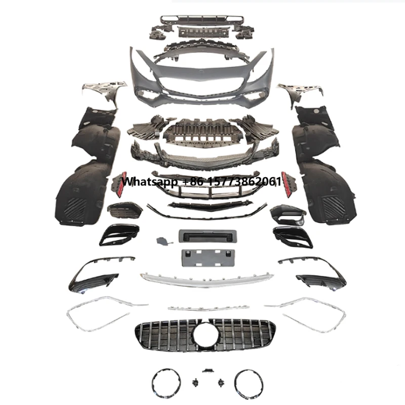 

S Coupe Upgrade Body Kit C217 Upgrade to S63 Body Parts with Front Bumper Grille Rear Diffuser Exhaust Tips PP Material