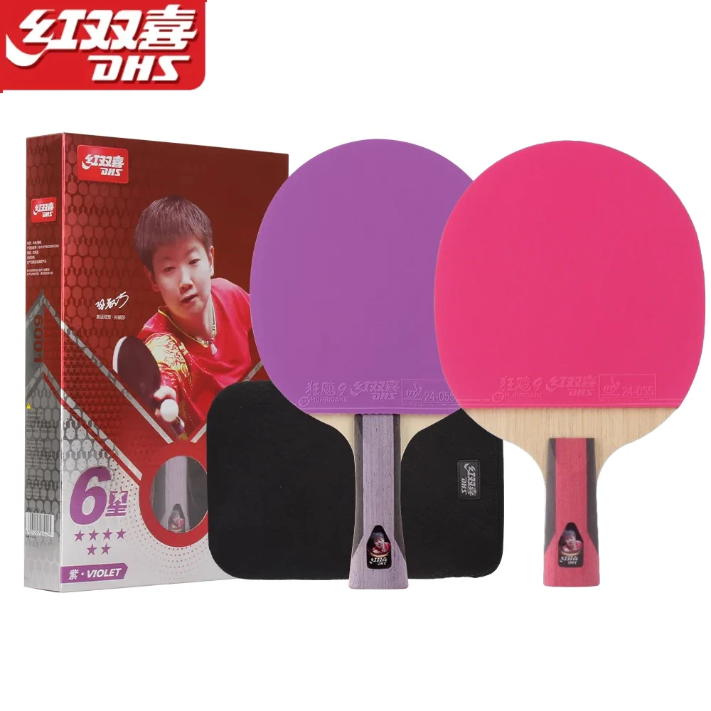 dhs-6-star-table-tennis-racket-with-hurricane-9-3-sticky-colorful-rubber-profession-ping-pong-paddle-racket-bat