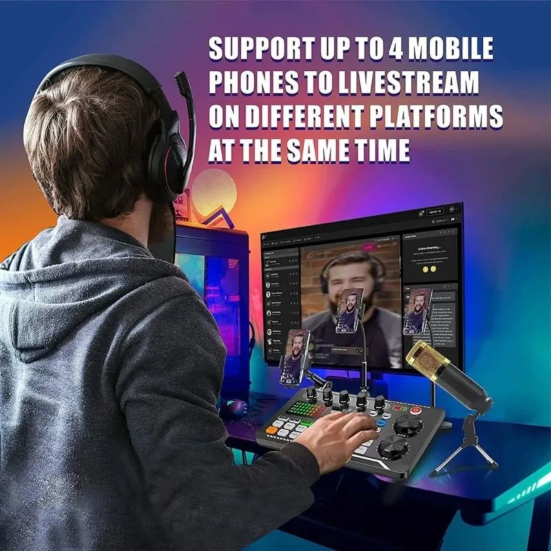 Super Sale F998 Sound Card Podcast Equipment Bundle,with Microphone Set ,Music/Recording Live Streaming for DJ Disco Device G