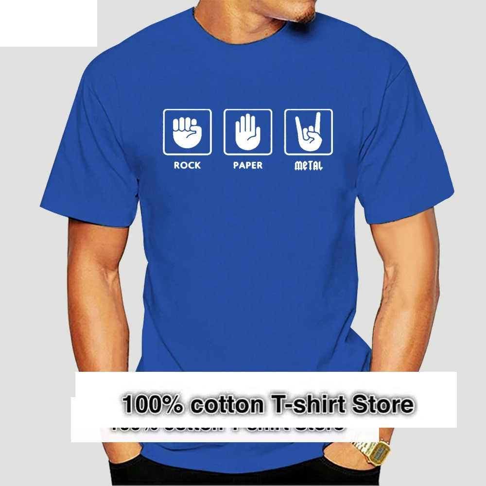 Рок-бумага, металл, забавный альтернативный слоган, графическая новая мужская футболка, летние топы с круглым вырезом, футболка-1422A