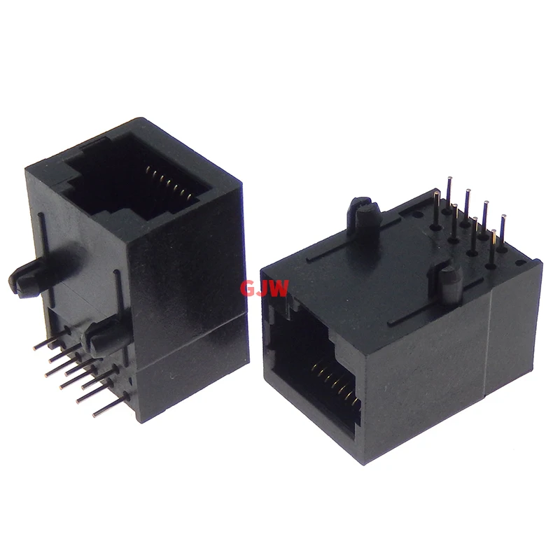 5PCS 100% new RJ45 59 Plastic type 10P8C 8Pin PCB Right Angle Modular Female Network Socket LAN Connector