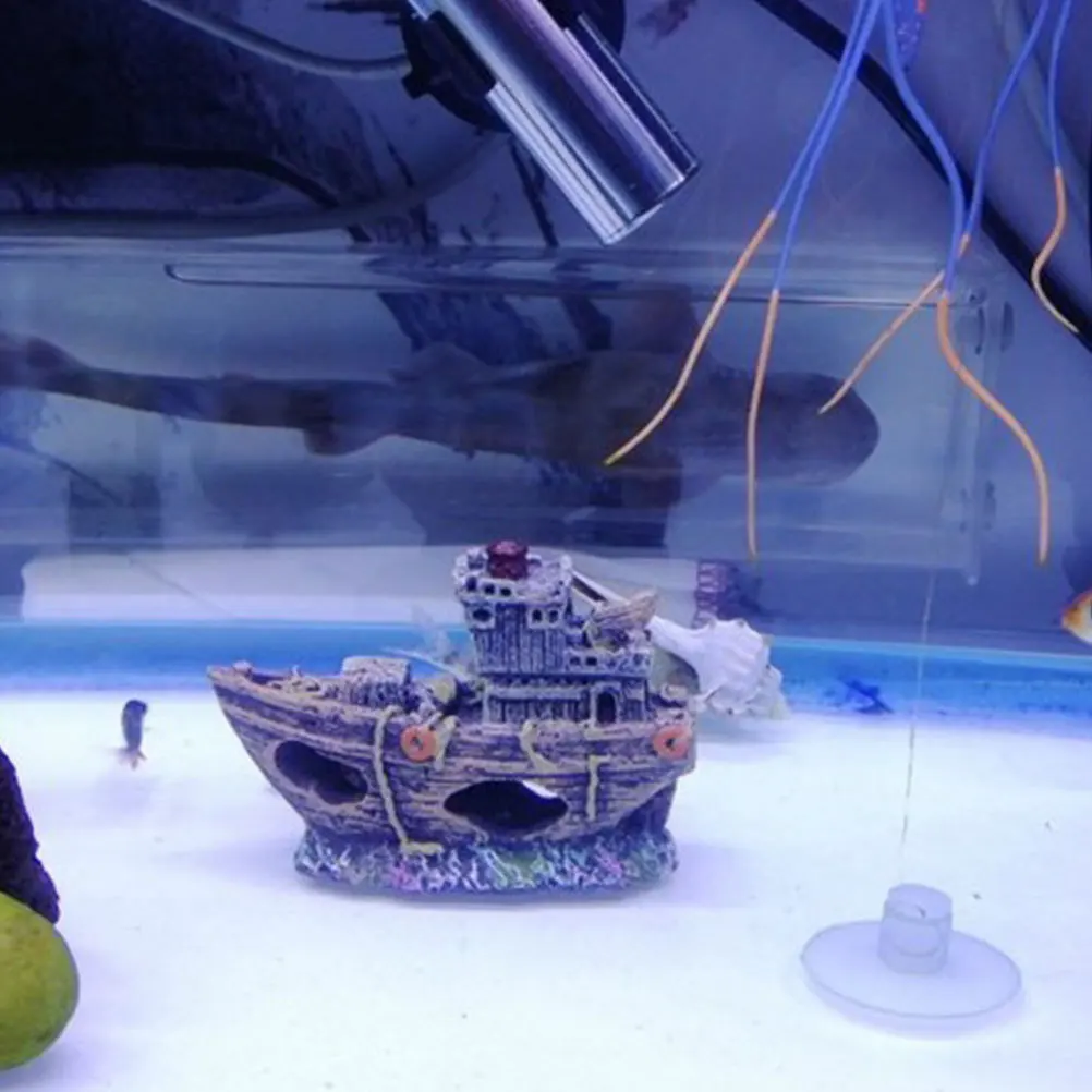 

Mini Shipwreck Decor Fish Tank Ornament Resin Aquarium Landscape Decoration Waterproof Simulation Pet Accessories