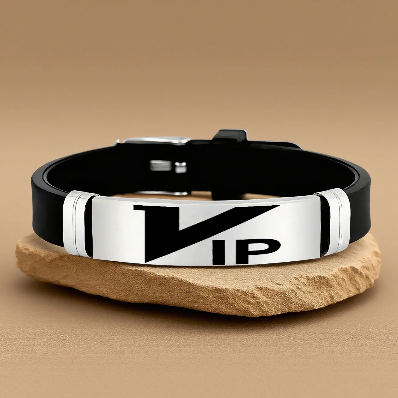 نحت نص VIP فاخر، سوار معصم مقاوم للماء، مادة سيليكون من الفولاذ المقاوم للصدأ، قادرة على تحديد موظفي الأحداث #3