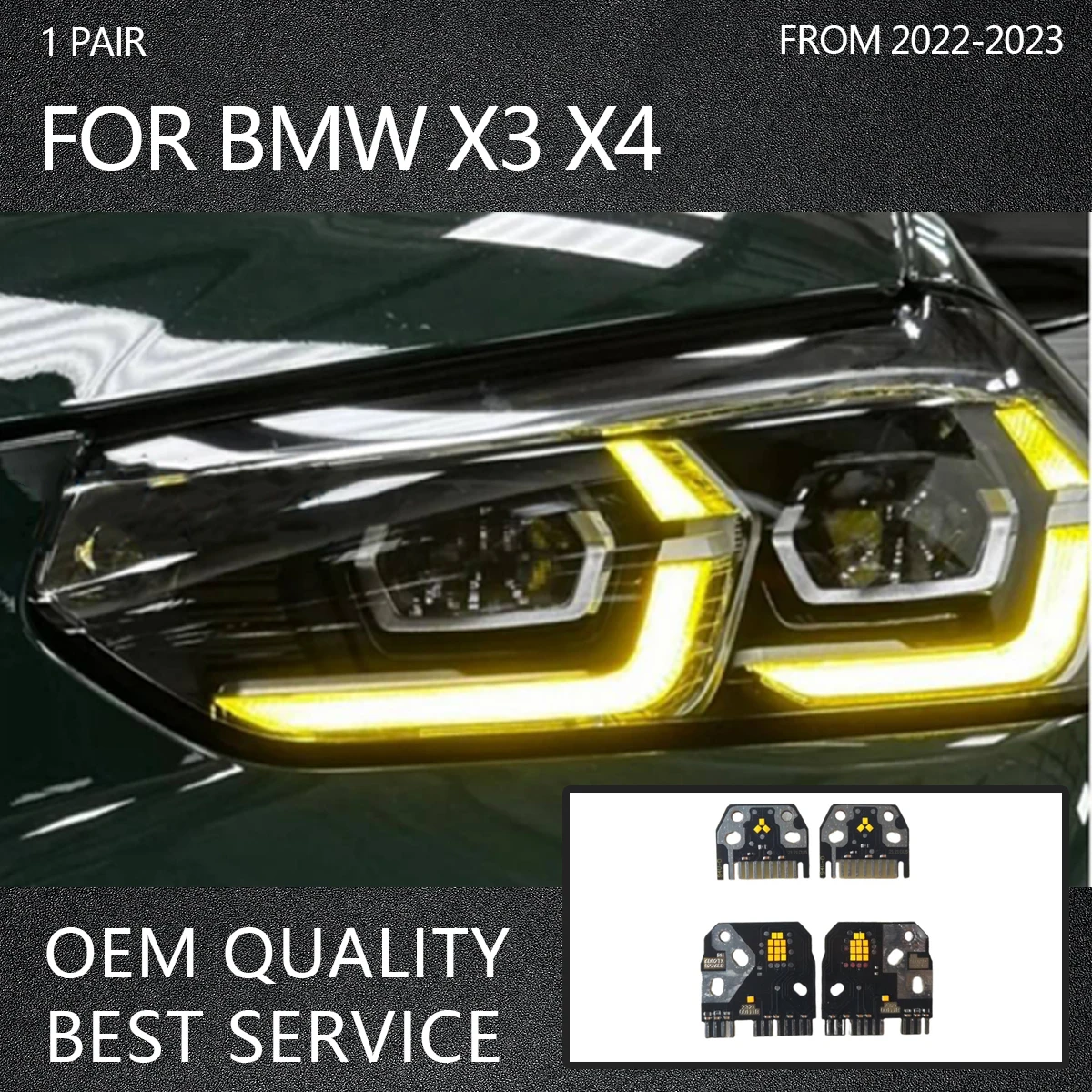 Yellow LED boards OEM 6002TZ0383 6002TZ0384 For 2022 2023 BMW X3 G01 X4 G02 Full LED Headlight DRL Chips