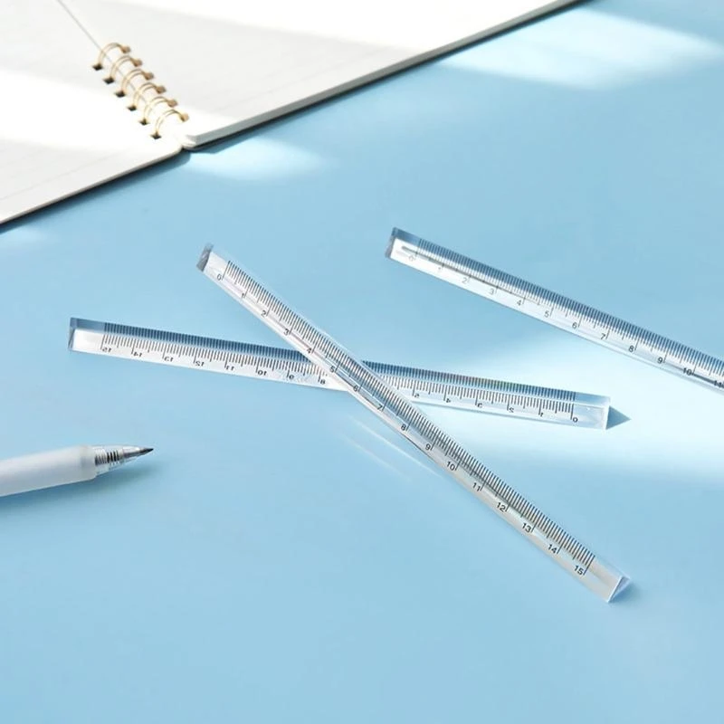 W89C Regla regla acrílica transparente Rango medición 0-15 Regla recta plástico para para maestro