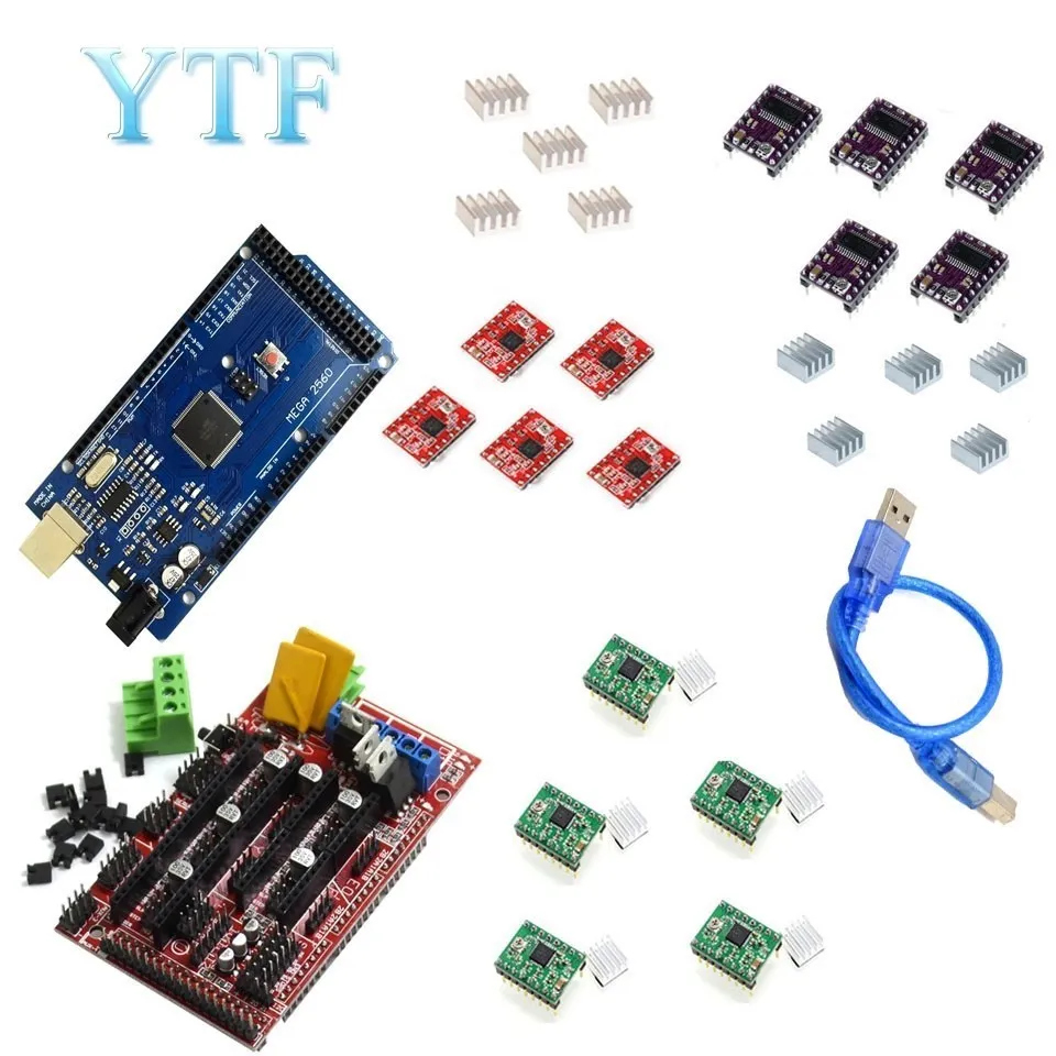 Mega 2560 R3 1pc RAMPEN 1,4 control panel 5 stücke DRV8825 oder A4988 Stepper Motor Drive 3D Drucker Teile