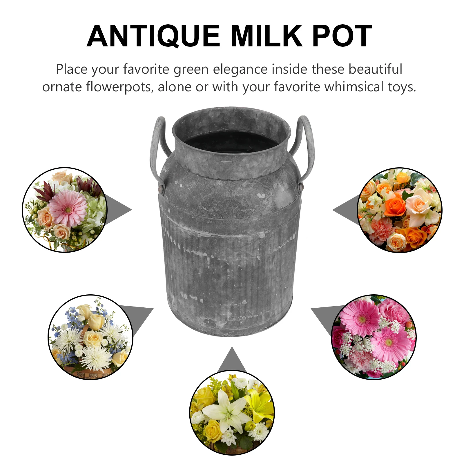 

Retro Milk Jug Planter Dark Grey Vintage Bucket Home Decor Plant Container Flower Vase Stylish Simple Balcony Indoor Dried