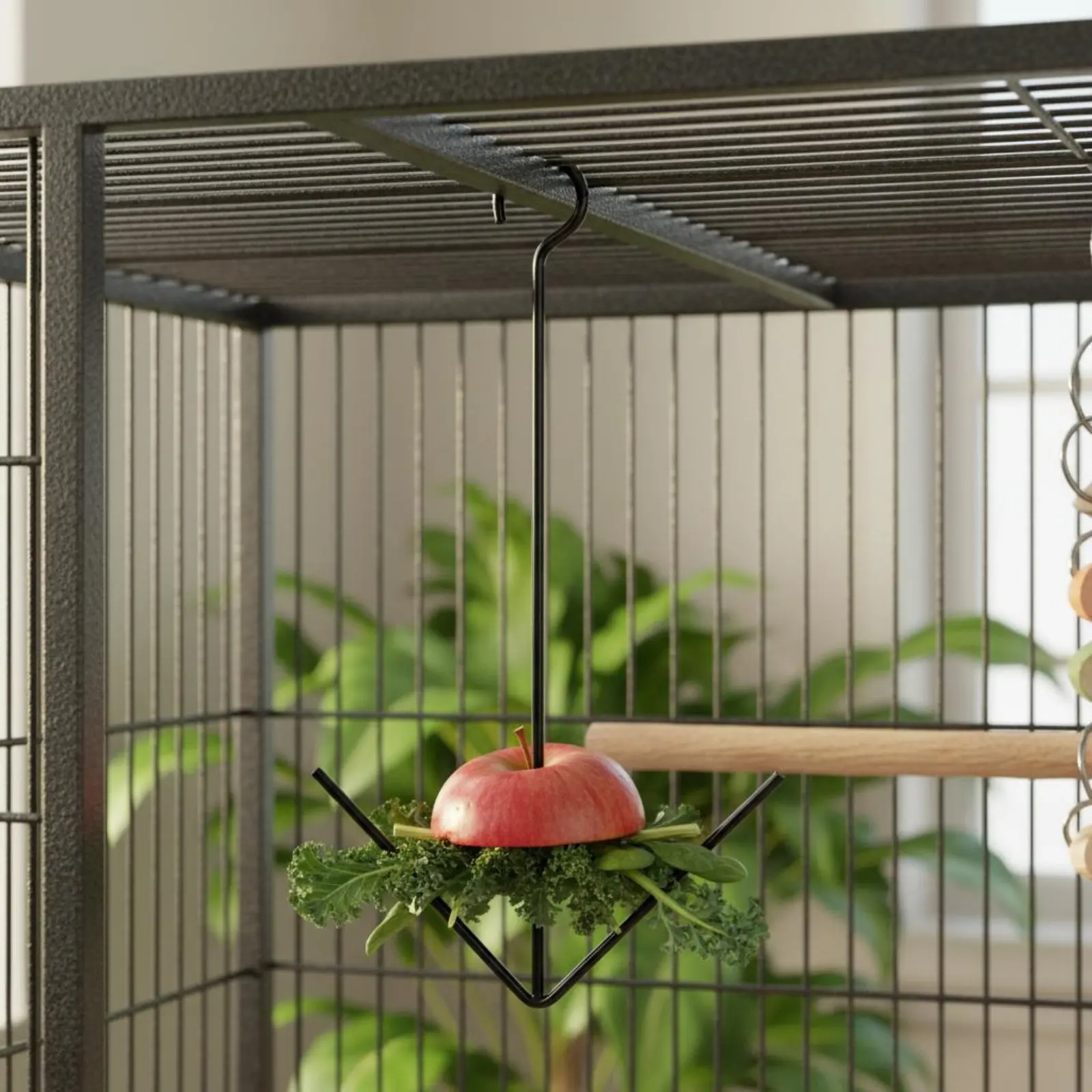 Natural Avian Fruit Hook Easy to Hang Hanging Fruit Feeder Avian Food Skewer Rust-Resistant Foraging Toy Stainless Steel