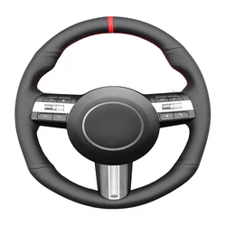 Black Faux Leather Car Steering Wheel Cover for Hyundai Sonata Kona Tucson 2023 2024 2025