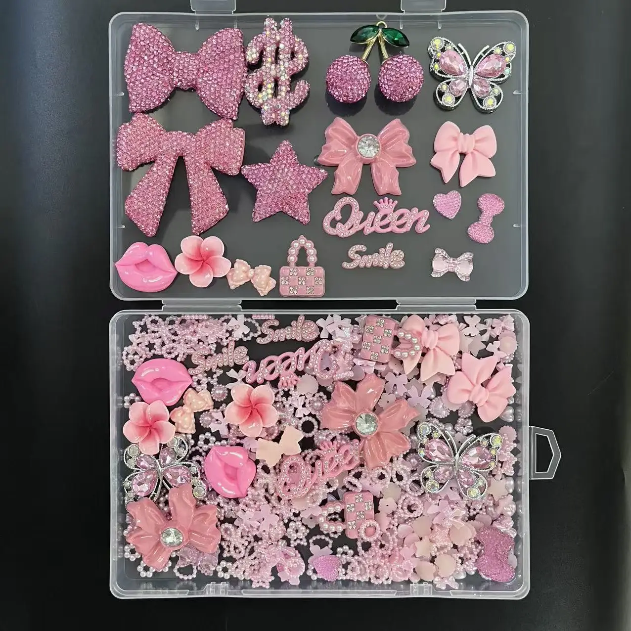 One Box Purple Pink Rose Bow Flower Candy Cartoon Mix Style Junk Phone Case Ipadcase Decoration Charms Kawaii Diy Crafts view 6